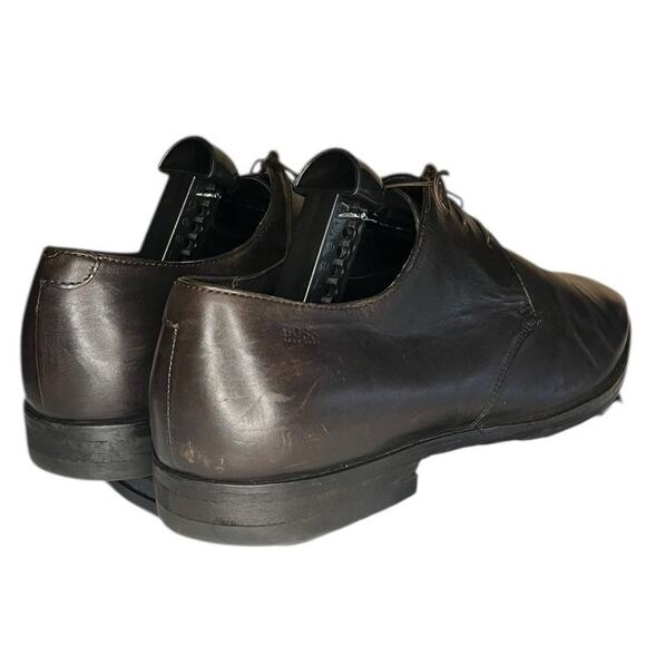 Boss Hugo Boss Italian Leather Derby Dress Shoes Size 8.5 Dark Brown - Picture 4 of 6